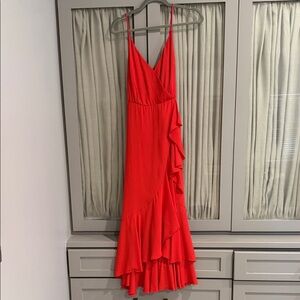 J Crew Red Ruffle Dress